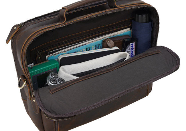 Antiwear Practical Leather Business Briefcase , Durable Leather Laptop Bags For Men