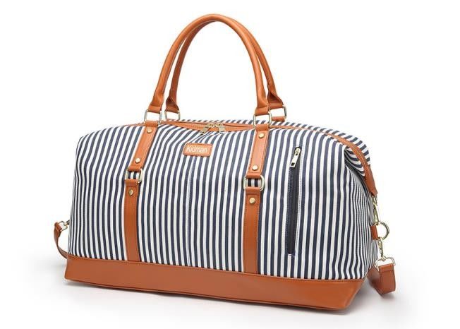 Ladies Weekend Waterproof Camping Bag Antiwear Canvas With PU Leather Strap